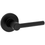 Kwikset Reminy Passage Door Lever Set with Round Rose from the Safe Lock Collection Matte Black