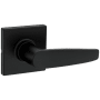 Kwikset Winston Passage Door Lever Set with Square Rose from the Safe Lock Collection Matte Black