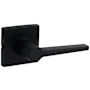 Kwikset Daylon Passage Door Lever Set with Square Rose from the Safe Lock Collection Matte Black