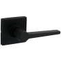 Kwikset Daylon Passage Door Lever Set with Square Rose from the Safe Lock Collection Matte Black