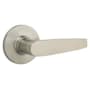 Kwikset Winston Passage Door Lever Set with Round Rose from the Safe Lock Collection Satin Nickel