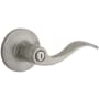 Kwikset Layton Privacy Door Lever Set with Round Rose from the Safe Lock Collection Satin Nickel