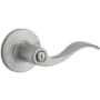 Kwikset Layton Privacy Door Lever Set with Round Rose from the Safe Lock Collection Satin Chrome
