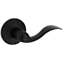 Kwikset Layton Privacy Door Lever Set with Round Rose from the Safe Lock Collection Matte Black