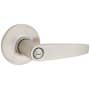 Kwikset Winston Privacy Door Lever Set with Round Rose from the Safe Lock Collection Satin Nickel