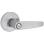 Kwikset Winston Privacy Door Lever Set with Round Rose from the Safe Lock Collection Satin Chrome