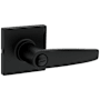 Kwikset Winston Privacy Door Lever Set with Square Rose from the Safe Lock Collection Matte Black
