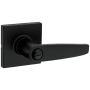 Kwikset Winston Privacy Door Lever Set with Square Rose from the Safe Lock Collection Matte Black