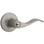 Kwikset Layton Single Cylinder Keyed Entry Door Lever Set with Round Rose from the Safe Lock Collection Satin Nickel