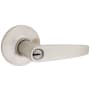 Kwikset Winston Single Cylinder Keyed Entry Door Lever Set with Round Rose from the Safe Lock Collection Satin Nickel