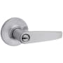 Kwikset Winston Single Cylinder Keyed Entry Door Lever Set with Round Rose from the Safe Lock Collection Satin Chrome