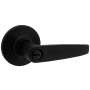 Kwikset Winston Single Cylinder Keyed Entry Door Lever Set with Round Rose from the Safe Lock Collection Matte Black