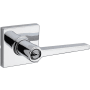 Kwikset Daylon Single Cylinder Keyed Entry Door Lever Set with Square Rose from the Safe Lock Collection Polished Chrome