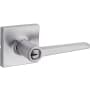 Kwikset Daylon Single Cylinder Keyed Entry Door Lever Set with Square Rose from the Safe Lock Collection Satin Chrome