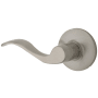 Kwikset Layton Left Non-Turning One-Sided Dummy Door Lever with Round Rose from the Safe Lock Collection Satin Nickel