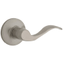Kwikset Layton Right Handed Non-Turning One-Sided Dummy Door Lever with Round Rose from the Safe Lock Collection Satin Nickel