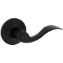 Kwikset Layton Right Handed Non-Turning One-Sided Dummy Door Lever with Round Rose from the Safe Lock Collection Matte Black