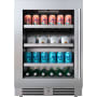 Landmark 24 Inch Wide 154 Can Capacity Beverage Cooler with Alternating (Blue, White, Amber) LED lighting, Door Alarm, Touch Control Panel and Lockable Left Hinged Door Stainless Steel