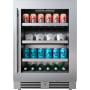 Landmark 24 Inch Wide 154 Can Capacity Beverage Cooler with Alternating (Blue, White, Amber) LED lighting, Door Alarm, Touch Control Panel and Lockable Right Hinged Door Stainless Steel