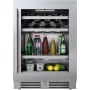 Landmark 24 Inch Wide 16 Bottle and 70 Can Capacity Beverage Cooler with Alternating (Blue, White, Amber) LED lighting, Door Alarm, Touch Control Panel and Lockable Right Hinged Door Stainless Steel