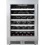 Landmark 24 Inch Wide 45 Bottle Capacity Single Zone Wine Cooler with Alternating (Blue, White, Amber) LED lighting, Door Alarm, Touch Control Panel and Lockable Left Hinged Door Stainless Steel