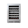 Landmark 24 Inch Wide 37 Bottle Capacity Panel Ready Wine and Beverage Cooler with Left Hinged Door Stainless Steel