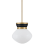 Lark Lucy 10" Wide Mini Pendant with Cased Opal Glass Lacquered Brass / Black