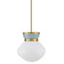 Lark Lucy 10" Wide Mini Pendant with Cased Opal Glass Lacquered Brass / Seafoam