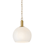 Lark Rivi 13" Wide Pendant with Cased Opal Glass Lacquered Brass