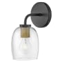 Lark Percy 1 Light 7" Wide Bathroom Sconce with Clear Glass Shade Black