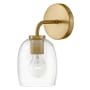 Lark Percy 1 Light 7" Wide Bathroom Sconce with Clear Glass Shade Lacquered Brass
