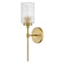 Lark Mabel 19" Tall Bathroom Sconce with Clear Hobnail Glass Lacquered Brass