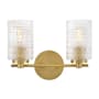 Lark Mabel 2 Light 14" Wide Vanity Light with Clear Hobnail Glass Lacquered Brass