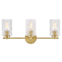 Lark Mabel 3 Light 25" Wide Vanity Light with Clear Hobnail Glass Lacquered Brass