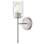 Lark Leta 16" Tall Bathroom Sconce with Clear Ribbed Glass Brushed Nickel