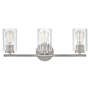 Lark Leta 3 Light 23" Wide Vanity Light with Clear Ribbed Glass Brushed Nickel