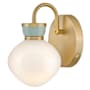 Lark Lucy 10" Tall Bathroom Sconce with Cased Opal Glass Lacquered Brass / Seafoam