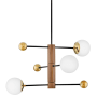 Lark Auggie 3 Light 31" Wide Abstract Chandelier Bright Brass / Walnut