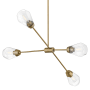 Lark Livie 4 Light 44" Wide Sputnik Chandelier with Clear Glass Shades Lacquered Brass