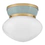 Lark Lucy 12" Wide Flush Mount Bowl Ceiling Fixture with Cased Opal Glass Lacquered Brass / Seafoam