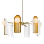 Lark Zuri 6 Light 30" Wide Chandelier Satin Off-White / Lacquered Brass
