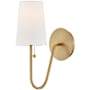 Lark Bliss 1 Light 15" Tall Wall Sconce with Off-White Linen Shade Lacquered Brass