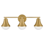 Lark Haddie 3 Light 24" Wide Vanity Light with Cased Opal Glass Shades Lacquered Brass