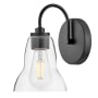 Lark Vera 10" Tall Bathroom Sconce with Clear Glass Shade Black