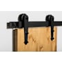Leatherneck Hardware 141 Light Series 84 Inch Arrow Style for Bi-Parting Sliding Barn Doors Track and Fitting Set Black