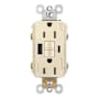Legrand Radiant 15 Ampere Tamper Resistant Self-Test GFCI Electrical Outlet with USB Type A/C Light Almond