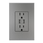 Legrand adorne 15 Ampere Tamper Resistant Electrical Outlet with USB-A Ports and Wall Plate Magnesium