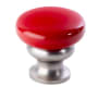 Lews Hardware Mushroom Metal 1-1/4 Inch Mushroom Cabinet Knob Candy Red / Brushed Nickel
