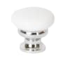 Lews Hardware Mushroom Metal 1-1/4 Inch Mushroom Cabinet Knob Gloss White / Polished Chrome