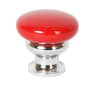 Lews Hardware Mushroom Metal 1-1/4 Inch Mushroom Cabinet Knob Candy Red / Polished Chrome